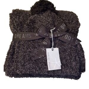 Barefoot Dreams CozyChic Pom Pom Beanie & Scarf Set Espresso Cocoa NWT‎ One Size